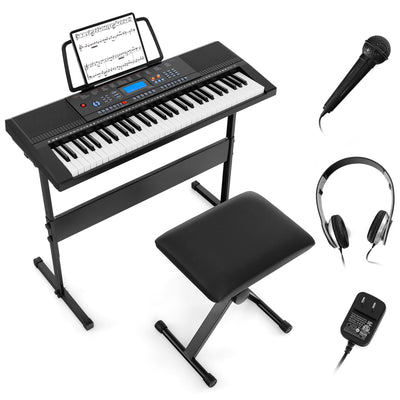 61-Key Electronic Keyboard Piano Starter Set with Stand Bench and Headphones