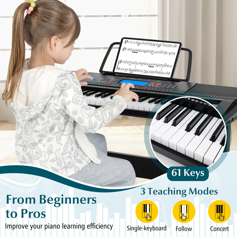 61-Key Electronic Keyboard Piano Starter Set with Stand Bench and Headphones