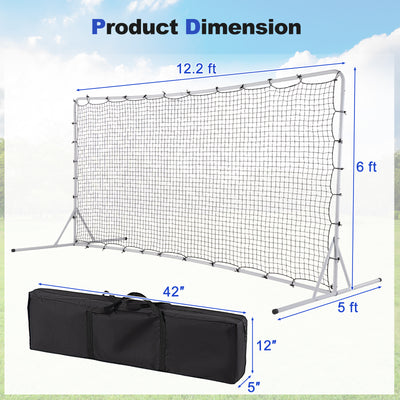 12 x 6 Feet Soccer Rebounder Net with All Weather Net-White