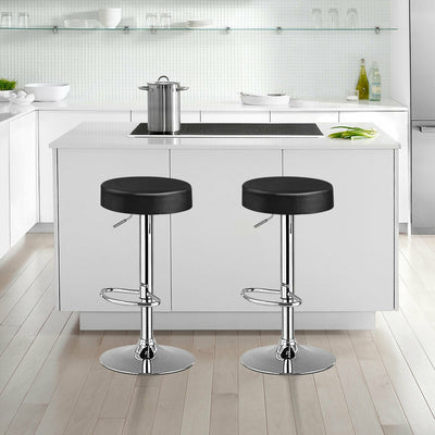 1 PC Round Bar Stool Adjustable Swivel Pub Chair-Black