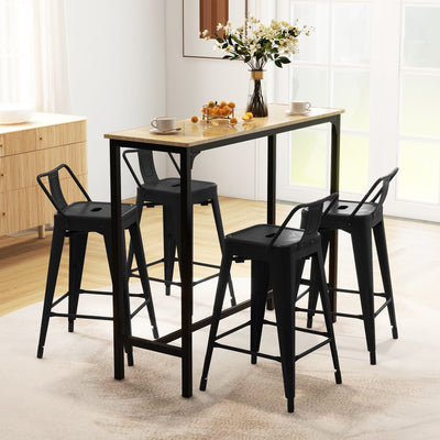 24 Inch Set of 4 Cafe Side Chairs with Rubber Feet and Removable Back-Black