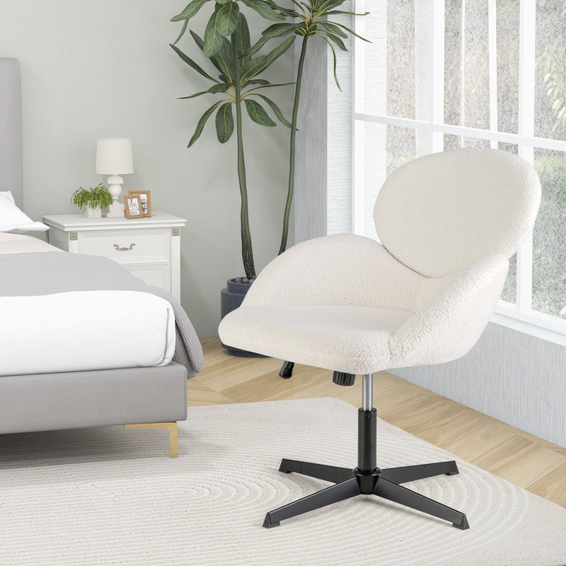 Swivel Cross Legged Chair with Adjustable Height and Rocking Function-White