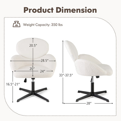 Swivel Cross Legged Chair with Adjustable Height and Rocking Function-White