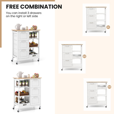 Rolling Kitchen Island Utility Storage Cart-White