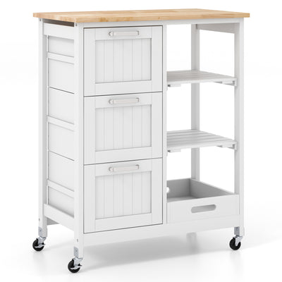 Rolling Kitchen Island Utility Storage Cart-White