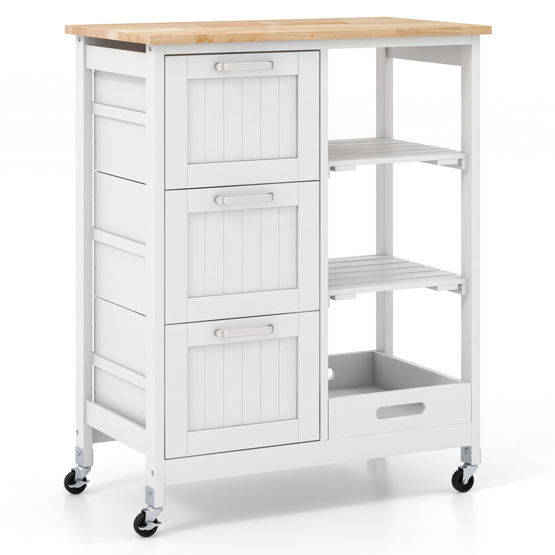 Rolling Kitchen Island Utility Storage Cart-White