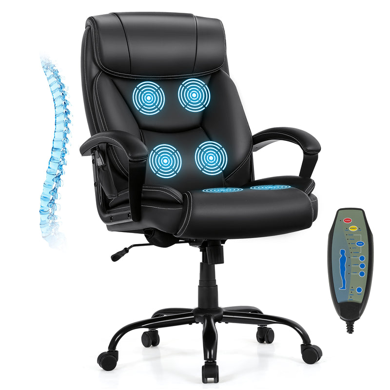 Massage Executive Office Chair with 6 Vibrating Points-Black