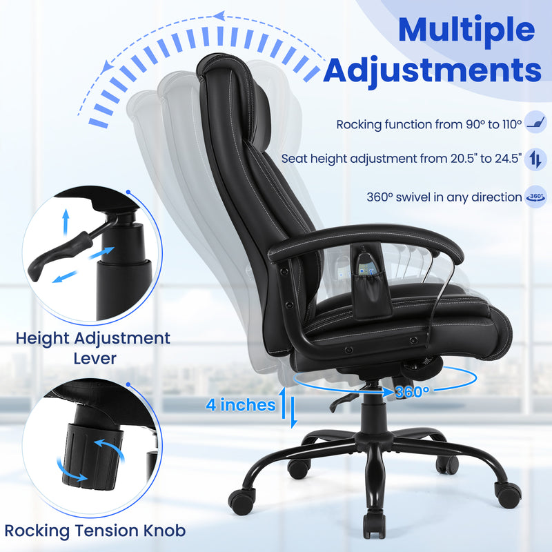 Massage Executive Office Chair with 6 Vibrating Points-Black