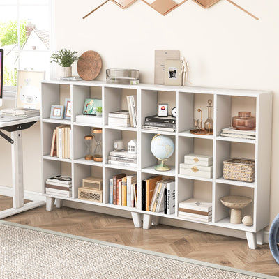 9-Cube Bookcase with 6 Removable Shelves and Raised Support Feet-White