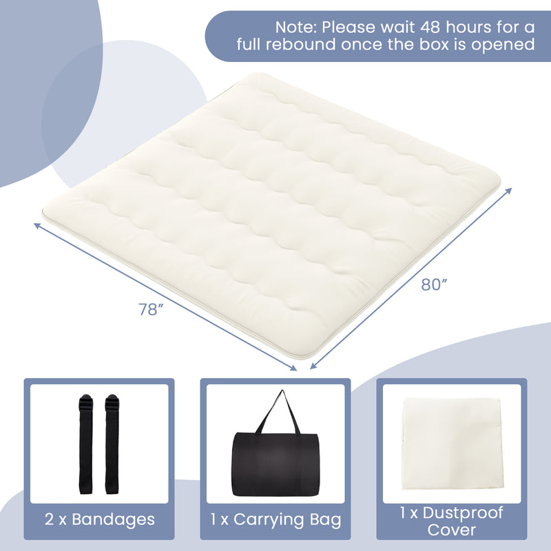 Queen/King/Twin/Full Futon Mattress Floor Sleeping Pad with Washable Cover Beige-King Size