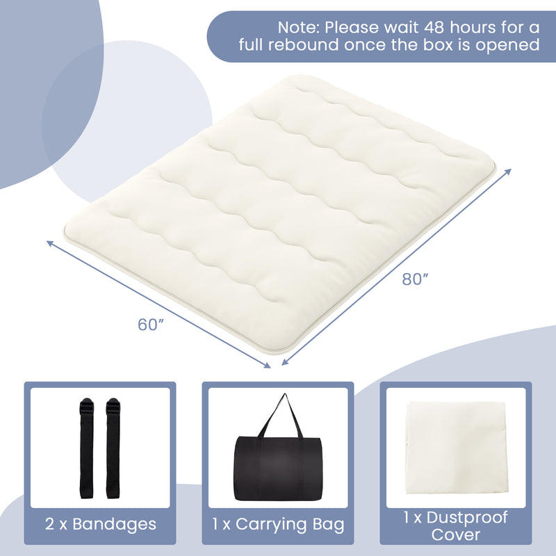 Queen/King/Twin/Full Futon Mattress Floor Sleeping Pad with Washable Cover Beige-Queen Size