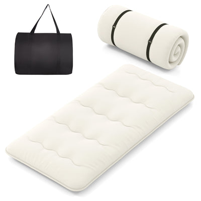 Queen/King/Twin/Full Futon Mattress Floor Sleeping Pad with Washable Cover Beige-Twin Size