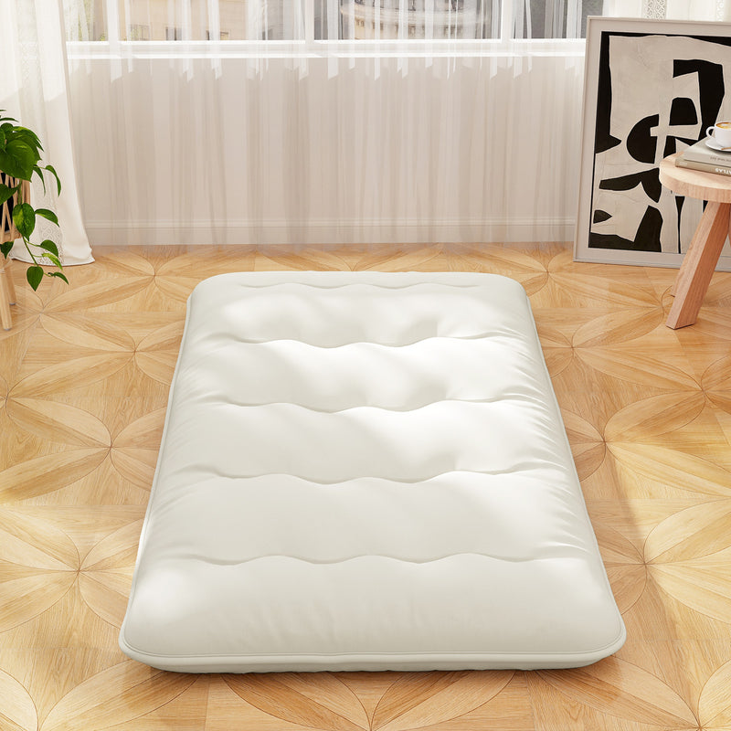 Queen/King/Twin/Full Futon Mattress Floor Sleeping Pad with Washable Cover Beige-Twin Size