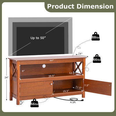 TV Stand Entertainment Center with Charging Station for TVs up to 50 Inch-Brown