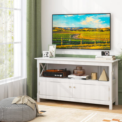 TV Stand Entertainment Center with Charging Station for TVs up to 50 Inch-White