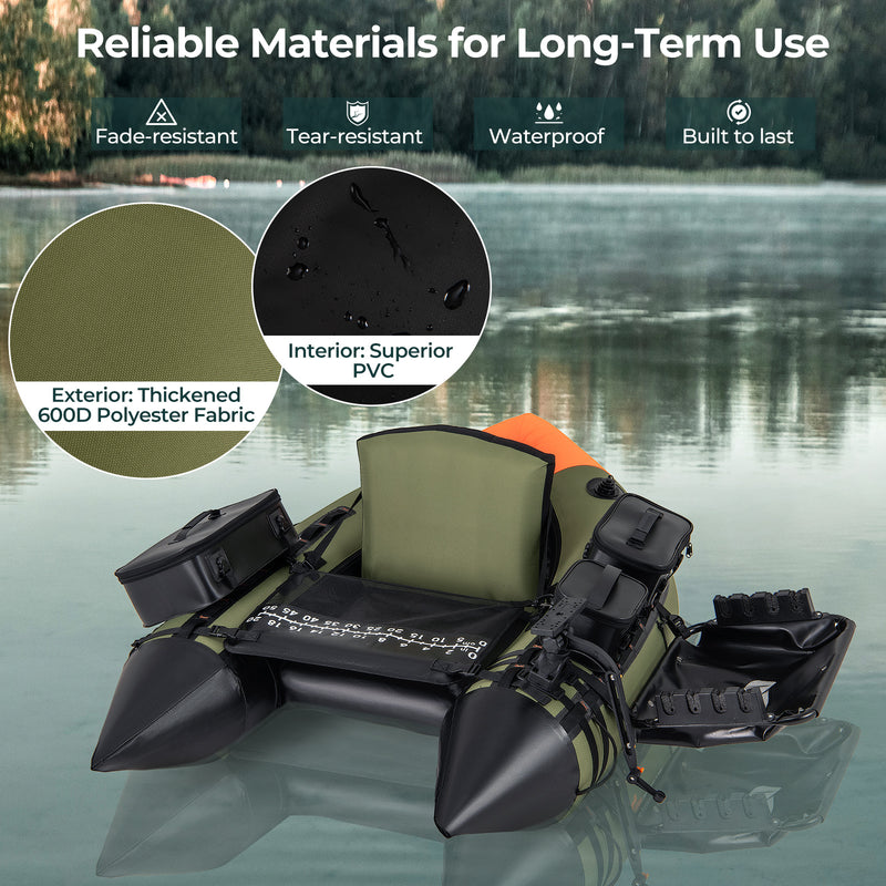 Portable Fishing Boat with 3 Detachable Storage Boxes-Green