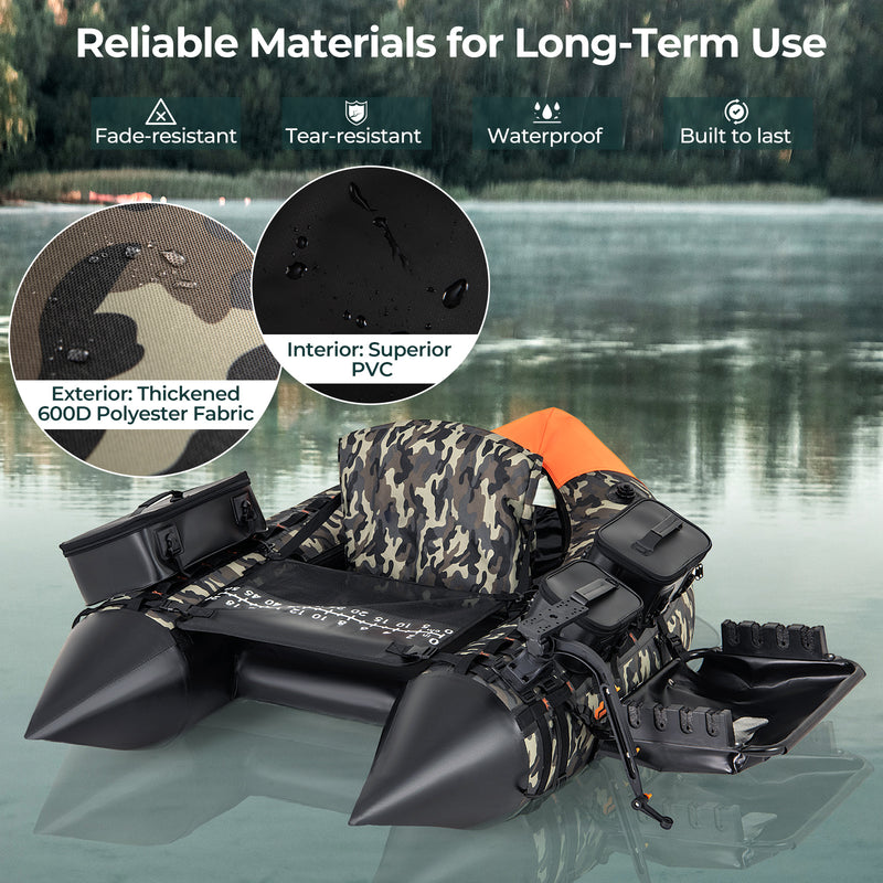 Portable Fishing Boat with 3 Detachable Storage Boxes-Camouflage