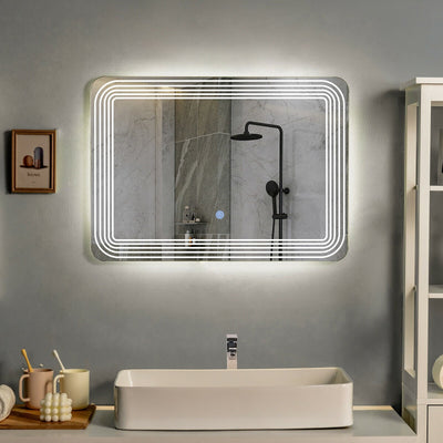 LED Bathroom Vanity Wall-Mount Mirror with Touch Button