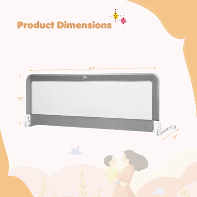 59 Inch Extra Long Folding Breathable Baby Children Toddlers Bed Rail Guard with Safety Strap-Gray