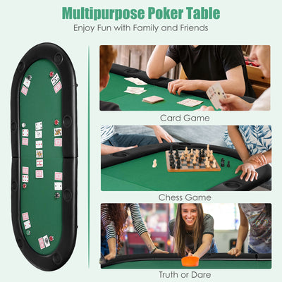 8 Players Texas Holdem Foldable Poker Table