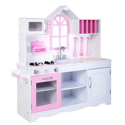 Wood Toy Kitchen Kids Cooking Pretend Play Set