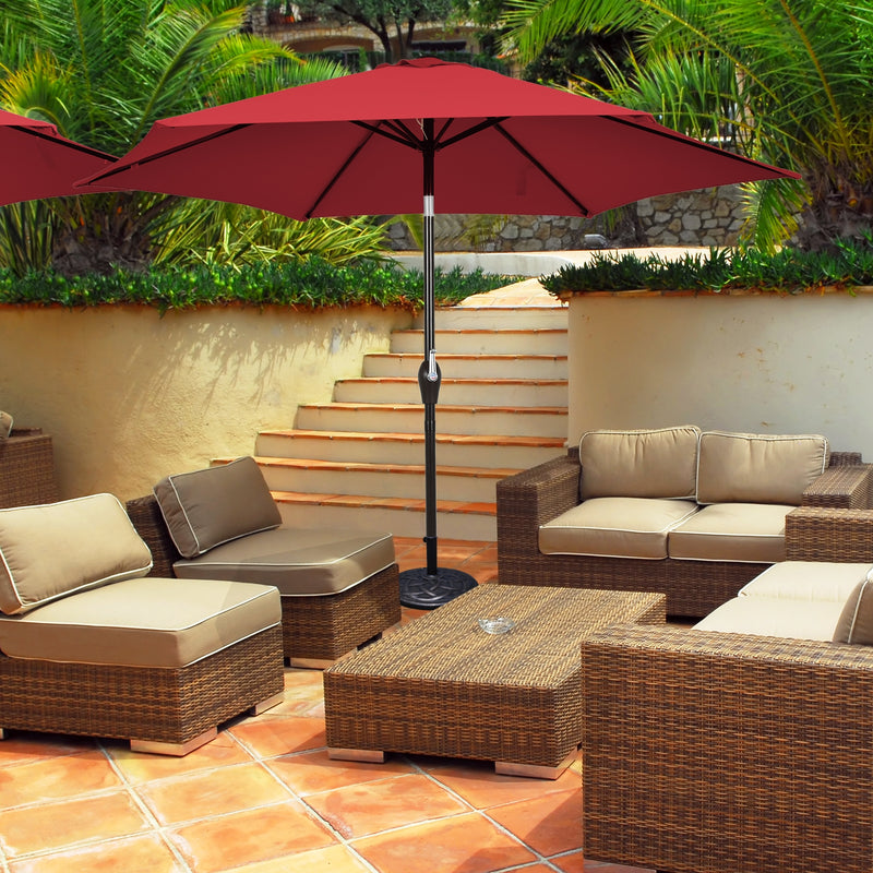 10 Feet Outdoor Patio Umbrella with Tilt Adjustment and Crank-Burgundy