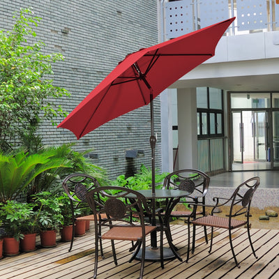 10 Feet Outdoor Patio Umbrella with Tilt Adjustment and Crank-Burgundy