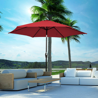 10 Feet Outdoor Patio Umbrella with Tilt Adjustment and Crank-Burgundy