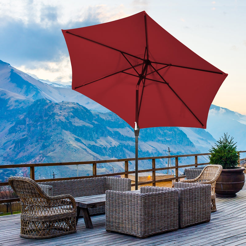 10 Feet Outdoor Patio Umbrella with Tilt Adjustment and Crank-Burgundy