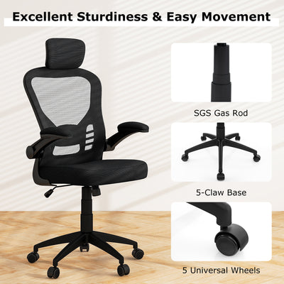 Ergonomic Mesh Office Chair with Adjustable Height for Home Office-Black