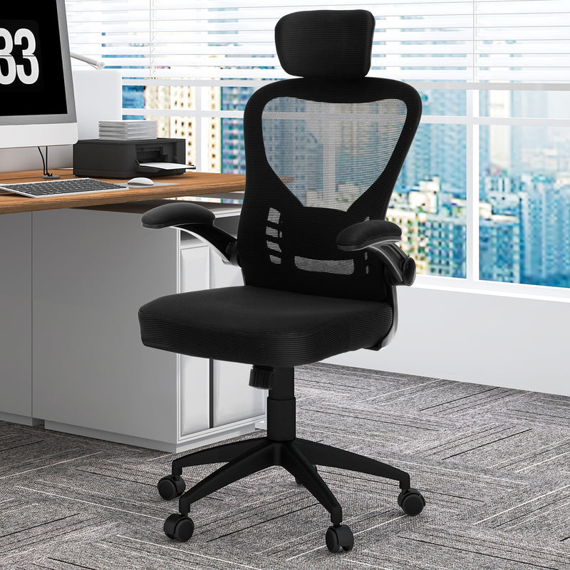 Ergonomic Mesh Office Chair with Adjustable Height for Home Office-Black