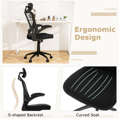 Ergonomic Mesh Office Chair with Adjustable Height for Home Office-Black