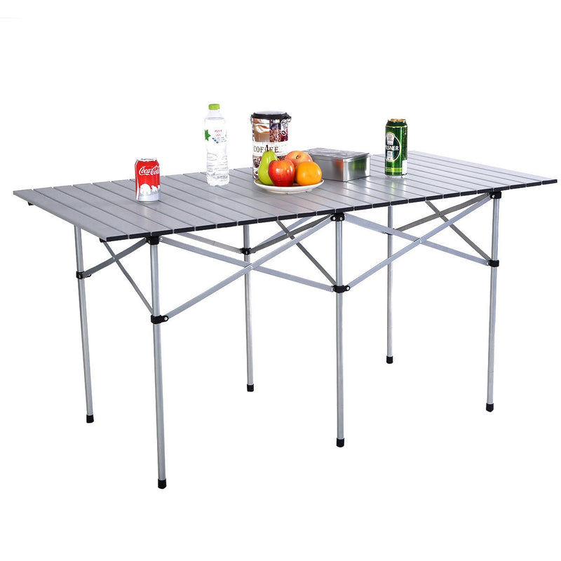 Aluminum Roll Up Folding Camping Rectangle Picnic Table