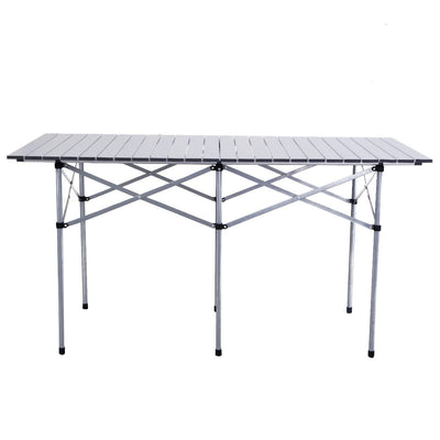 Aluminum Roll Up Folding Camping Rectangle Picnic Table