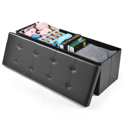 45 Inches Large Folding Ottoman Storage Seat-Black