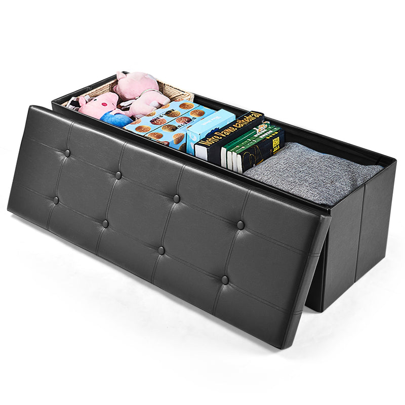 45 Inches Large Folding Ottoman Storage Seat-Black