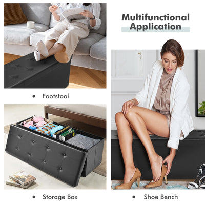 45 Inches Large Folding Ottoman Storage Seat-Black