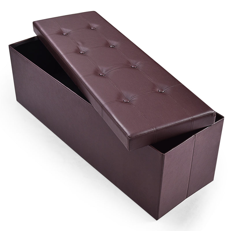 45 Inch Large Folding Ottoman Storage Seat - Brown