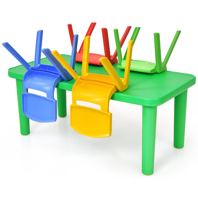 Kids Colorful Plastic Table and 4 Chairs Set