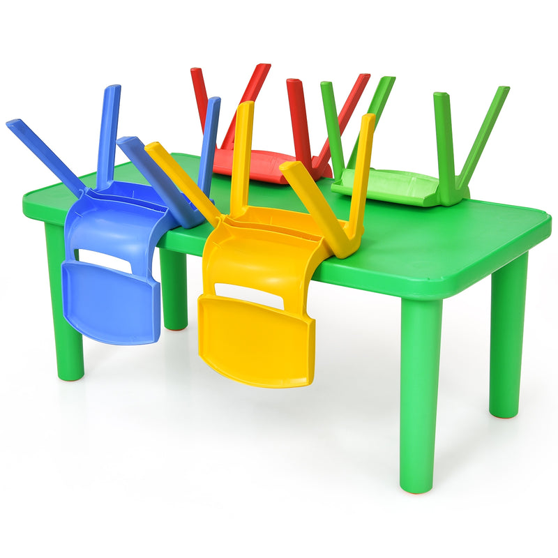 Kids Colorful Plastic Table and 4 Chairs Set