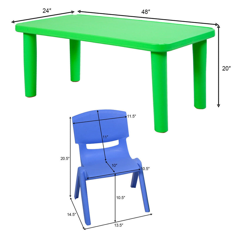 Kids Colorful Plastic Table and 4 Chairs Set