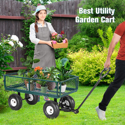 Heavy Duty Garden Utility Cart Wagon Wheelbarrow