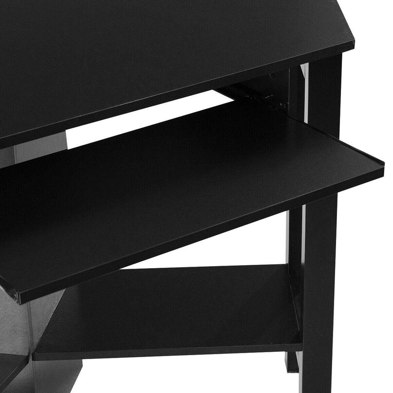 Wooden Study Computer Corner Desk with Drawer-Black