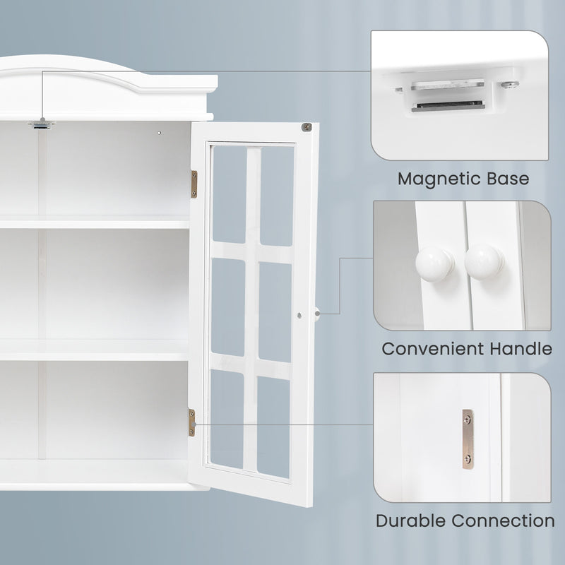 Wall-Mount Bathroom Double Doors Shelved Storage Cabinet