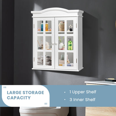 Wall-Mount Bathroom Double Doors Shelved Storage Cabinet