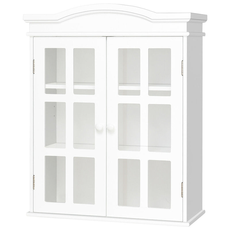 Wall-Mount Bathroom Double Doors Shelved Storage Cabinet