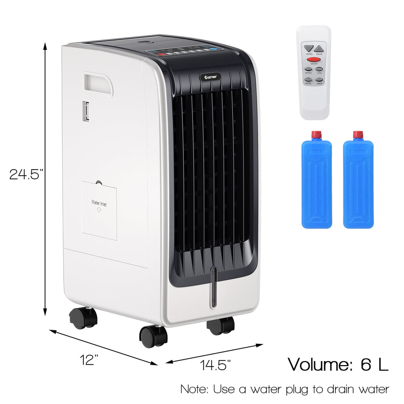 110V Portable Cooling Evaporative Fan with 3-Speed and 8H Timer Function