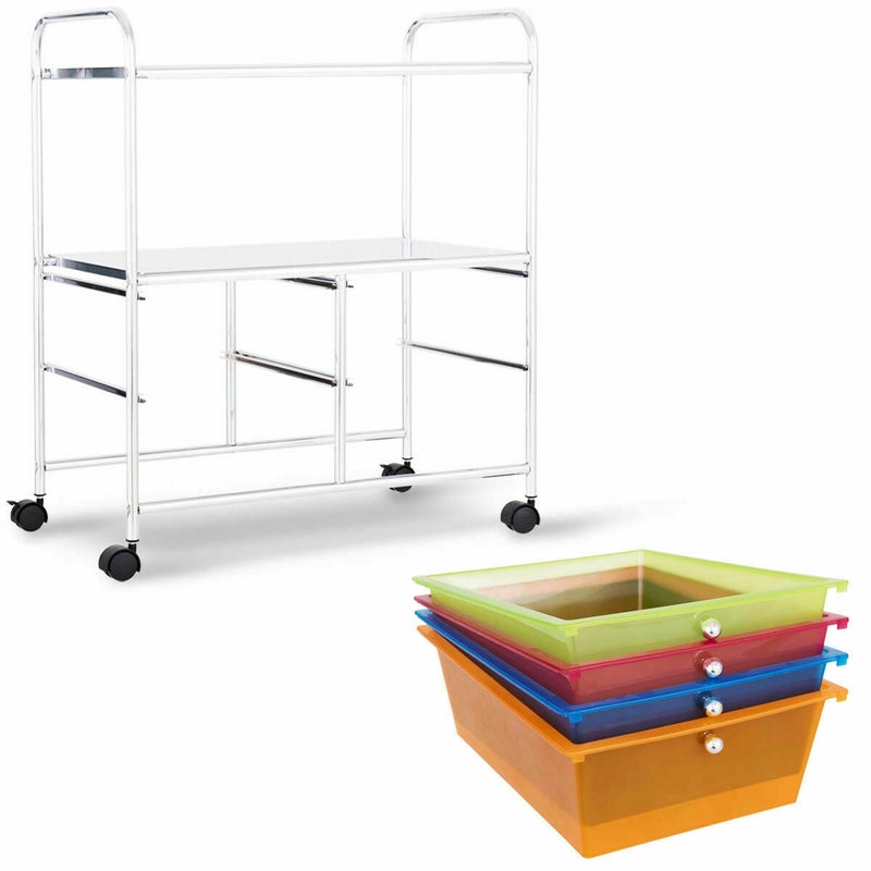 4 Drawers Shelves Rolling Storage Cart Rack-Transparent Multicolor