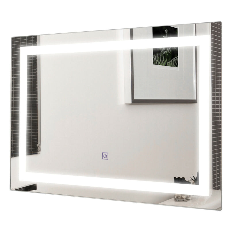 27.5 Inch LED Wall-Mounted Rect Bathroom Mirror with Touch