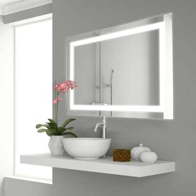 27.5 Inch LED Wall-Mounted Rect Bathroom Mirror with Touch